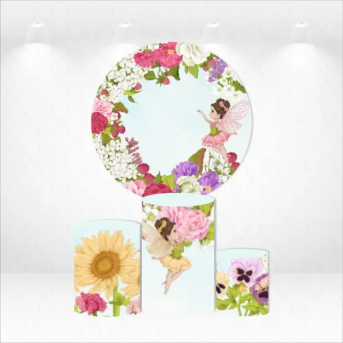 PAINEL REDONDO + KIT DE CAPAS DE CILINDROS JARDIM ENCANTADO