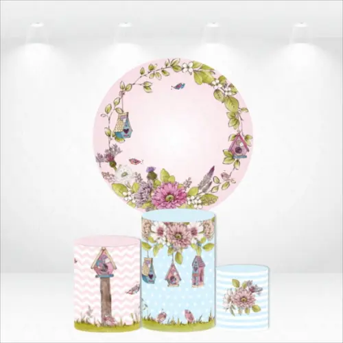 PAINEL REDONDO + KIT DE CAPAS DE CILINDROS JARDIM ENCANTADO