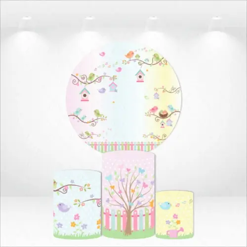 PAINEL REDONDO + KIT DE CAPAS DE CILINDROS JARDIM ENCANTADO