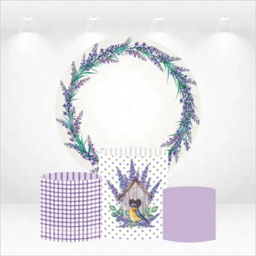 Painel Redondo + Kit de Capas de Cilindros Lavanda
