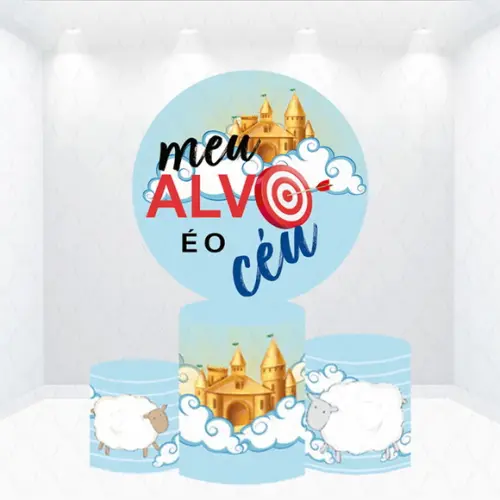 Painel Redondo + Kit de Capas de Cilindros Meu Alvo É o Céu