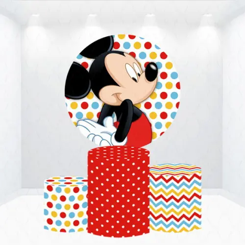 Painel Redondo + Kit de Capas de Cilindros Mickey