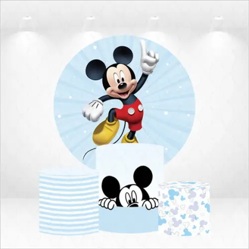 Painel Redondo + Kit de Capas de Cilindros Mickey
