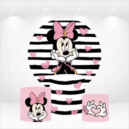 Painel Redondo + Kit de Capas de Cilindros Minnie