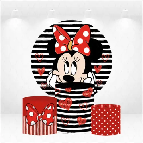 Painel Redondo + Kit de Capas de Cilindros Minnie