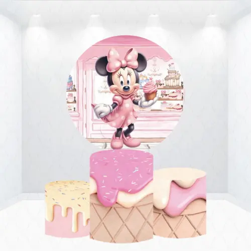 Painel Redondo + Kit de Capas de Cilindros Minnie