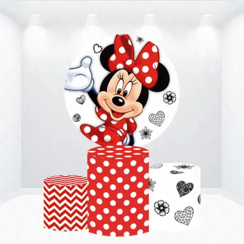 Painel Redondo + Kit de Capas de Cilindros Minnie