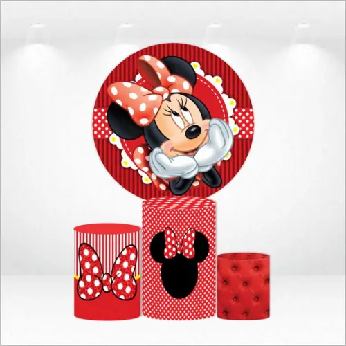 Painel Redondo + Kit de Capas de Cilindros Minnie
