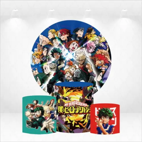 Painel Redondo + Kit de Capas de Cilindros My Hero Academia