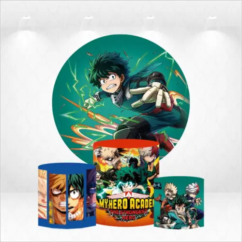 Painel Redondo + Kit de Capas de Cilindros My Hero Academia
