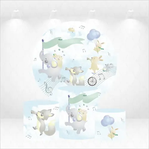 Painel Redondo + Kit de Capas de Cilindros Musical Animal