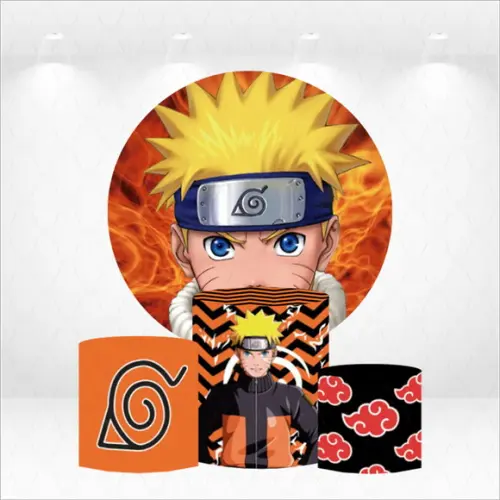 Painel Redondo + Kit de Capas de Cilindros Naruto