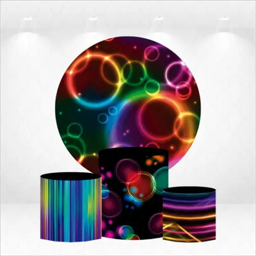 Painel Redondo + Kit de Capas de Cilindros Neon