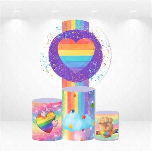 PAINEL REDONDO + KIT DE CAPAS DE CILINDROS ORGULHO LGBT
