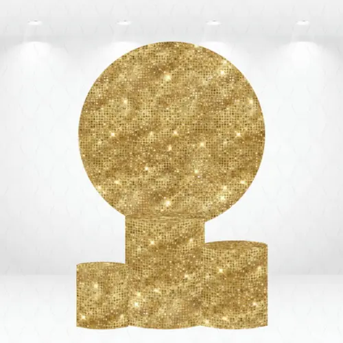 Painel Redondo + Kit de Capas de Cilindros Paetê Dourado