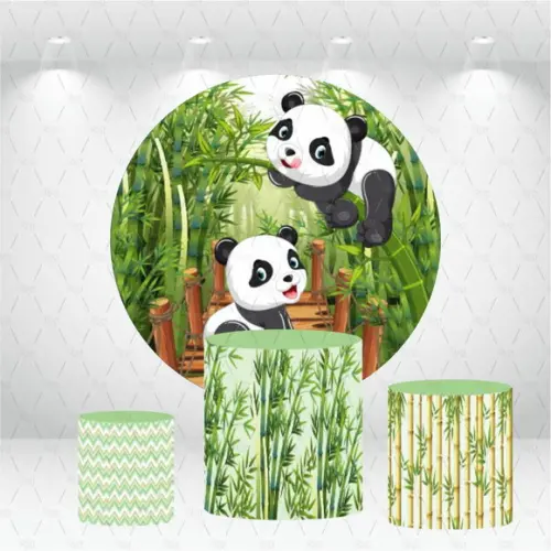 Painel Redondo + Kit De Capas De Cilindros Panda