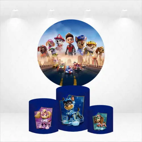 Painel Redondo + Kit de Capas de Cilindros Patrulha Canina