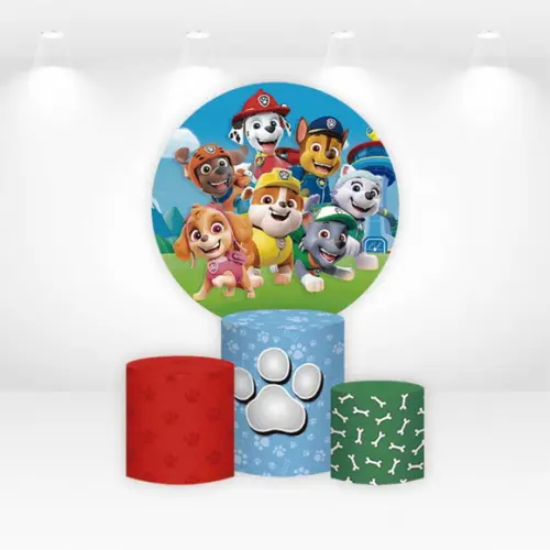 Painel Redondo + Kit de Capas de Cilindros Patrulha Canina
