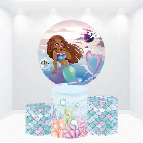Painel Redondo + Kit de Capas de Cilindros Pequena Sereia