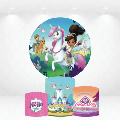 Painel Redondo + Kit de Capas de Cilindros Princesa Nella