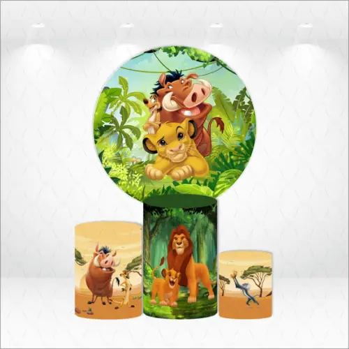 Painel Redondo + Kit de Capas de Cilindros Rei Leão