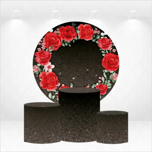 Painel Redondo + Kit de Capas de Cilindros Rosa Floral