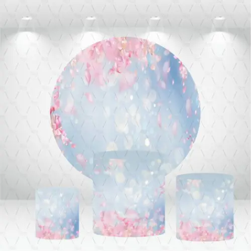 Painel Redondo + Kit De Capas De Cilindros Rosas