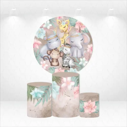 PAINEL REDONDO + KIT DE CAPAS DE CILINDROS SAFARI BOHO