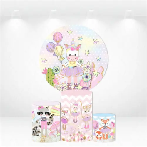 PAINEL REDONDO + KIT DE CAPAS DE CILINDROS SONHO ENCANTADO