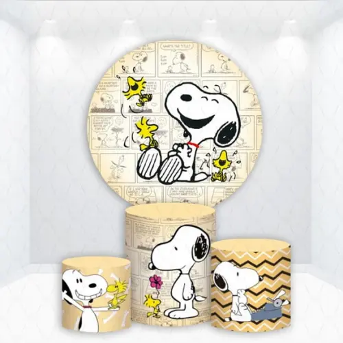 Painel Redondo + Kit de Capas de Cilindros Snoopy