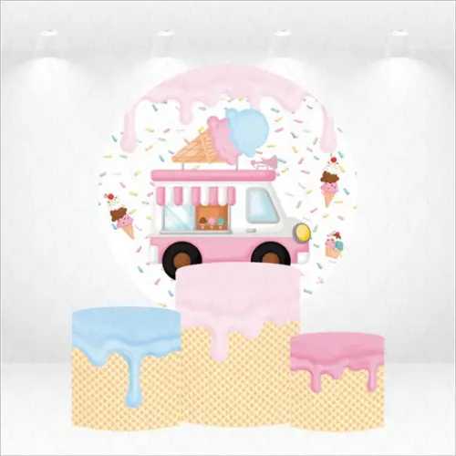 Painel Redondo + Kit de Capas de Cilindros Sorveteria
