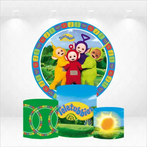 Painel Redondo + Kit de Capas de Cilindros Teletubbies