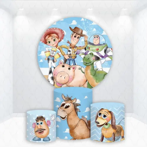Painel Redondo + Kit de Capas de Cilindros Toy Story