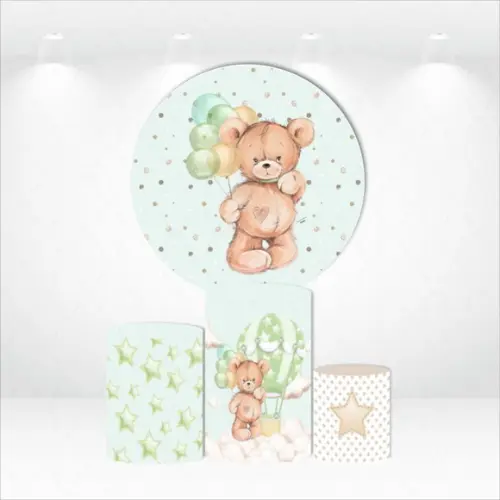 Painel Redondo + Kit de Capas de Cilindros Ursinho