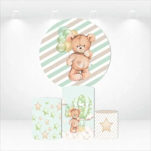 Painel Redondo + Kit de Capas de Cilindros Ursinho