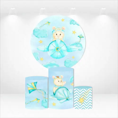 Painel Redondo + Kit de Capas de Cilindros Urso Aviador