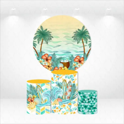 PAINEL REDONDO + KIT DE CAPAS DE CILINDROS VERÃO TROPICAL