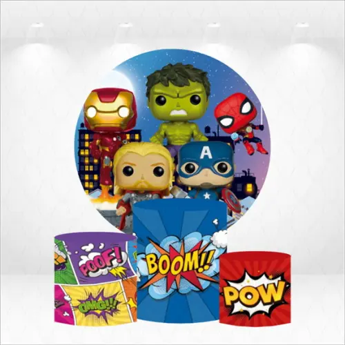 Painel Redondo + Kit de Capas de Cilindros Vingadores