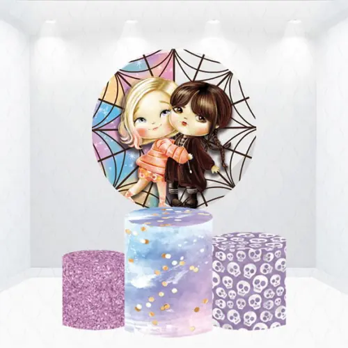 Painel Redondo + Kit de Capas de Cilindros Wandinha