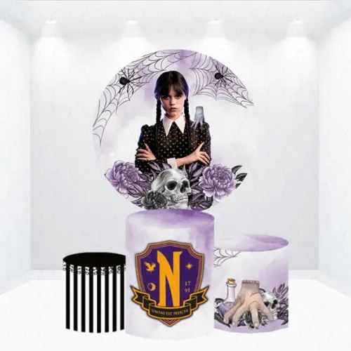 Painel Redondo + Kit de Capas de Cilindros Wandinha