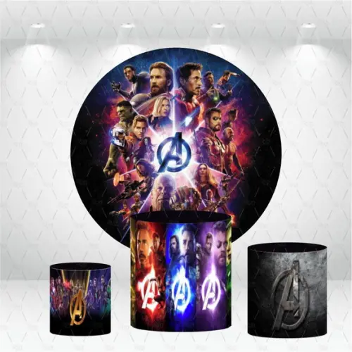Painel Redondo + Kit De Capas De Cilindros Vingadores