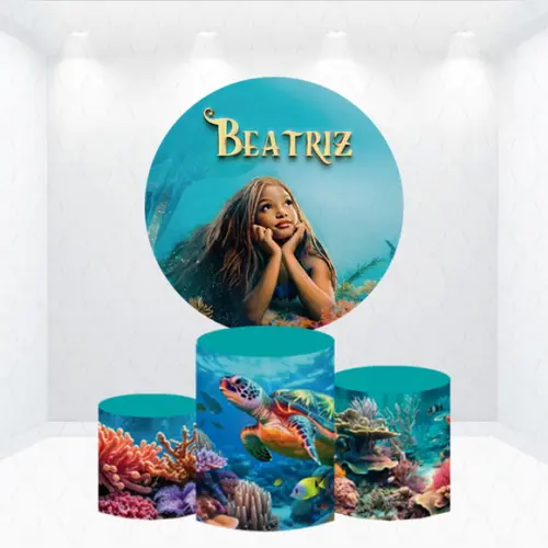 Painel Redondo + Kit de Cilindros Pequena Sereia Ariel