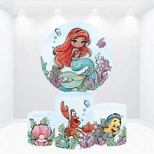 Painel Redondo + Kit de Cilindros Pequena Sereia Ariel