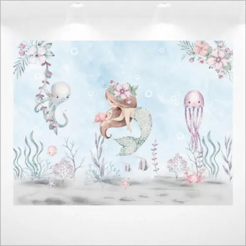 Painel Retangular Fundo do Mar Sereia 2m x 1,5m