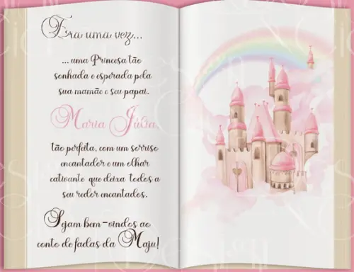 Painel Retangular Livro Princesa com Nome 3m x 2,3m
