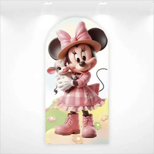 Painel Retangular ou Romano Minnie Fazendinha - 1mx2m