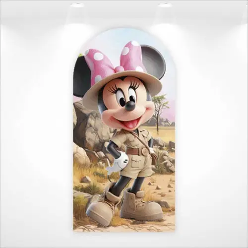 Painel Retangular ou Romano Vestfácil Minnie Safari - 1mx2m