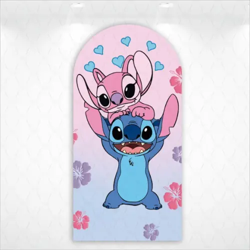 Painel Retangular ou Romano Vestfácil Stitch e Angel - 1mx2m