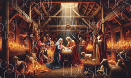 Painel Retangular Presépio Natal 2,5m x 1,5m