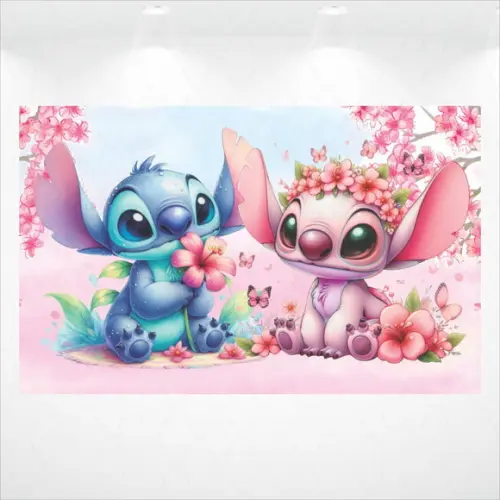 Painel Retangular Stitch e Angel 4m x 2,5m